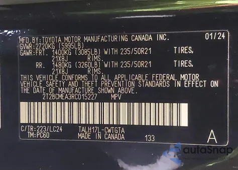 2024 Lexus Rx F Sport Performance из США, поврежденный, VIN 2T2BCMEA3RC015227